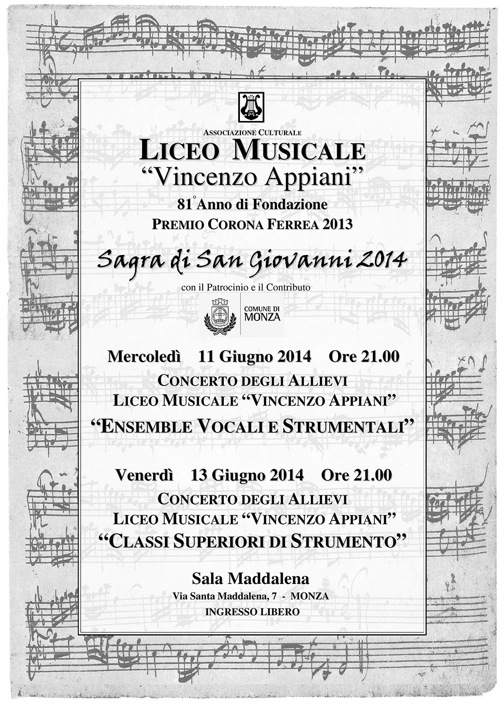 Scopri di più sull'articolo 2013-2014 – Concerto degli Ensemble Vocali e Strumentali