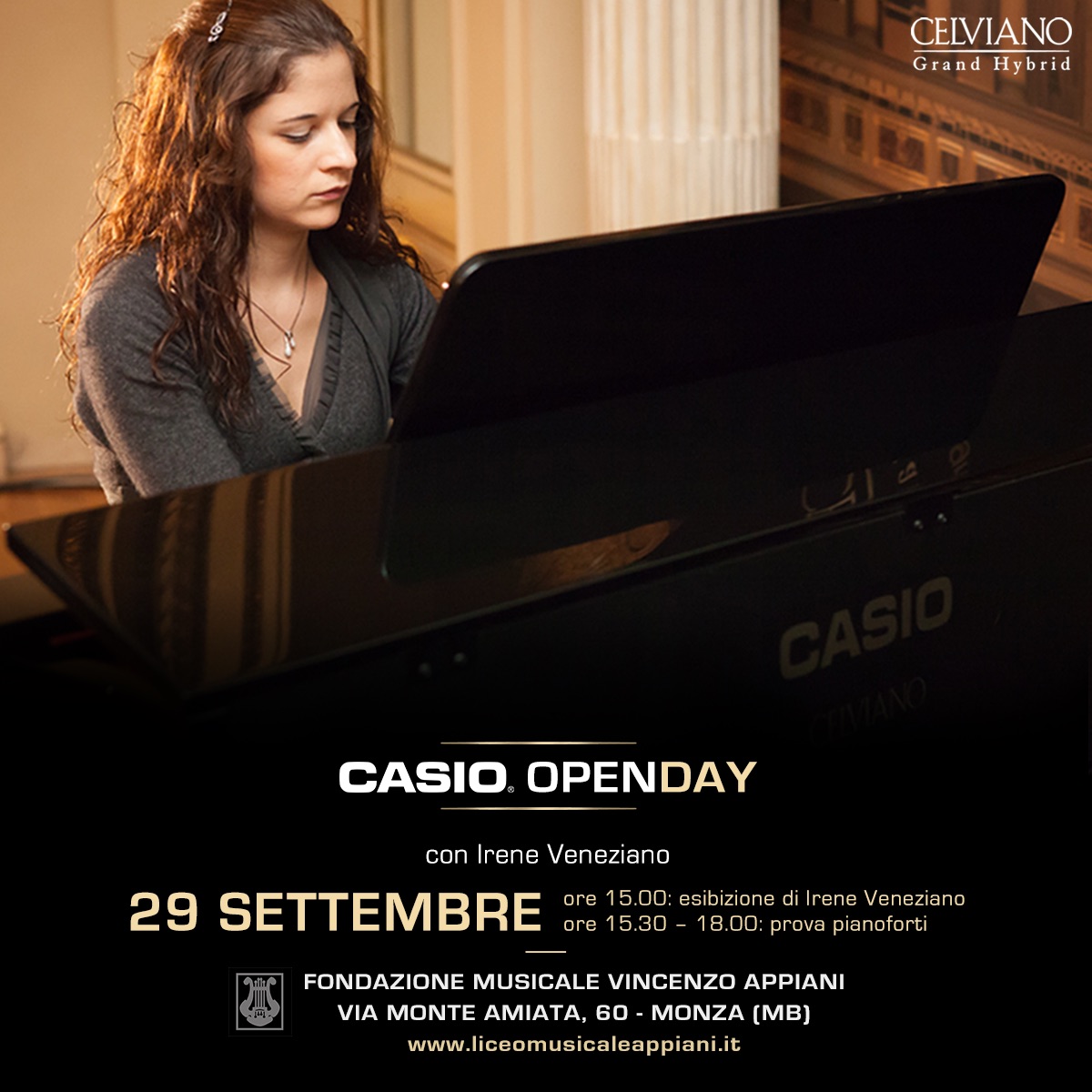 Al momento stai visualizzando Concerto pianista Irene Veneziano – Evento Casio Celviano