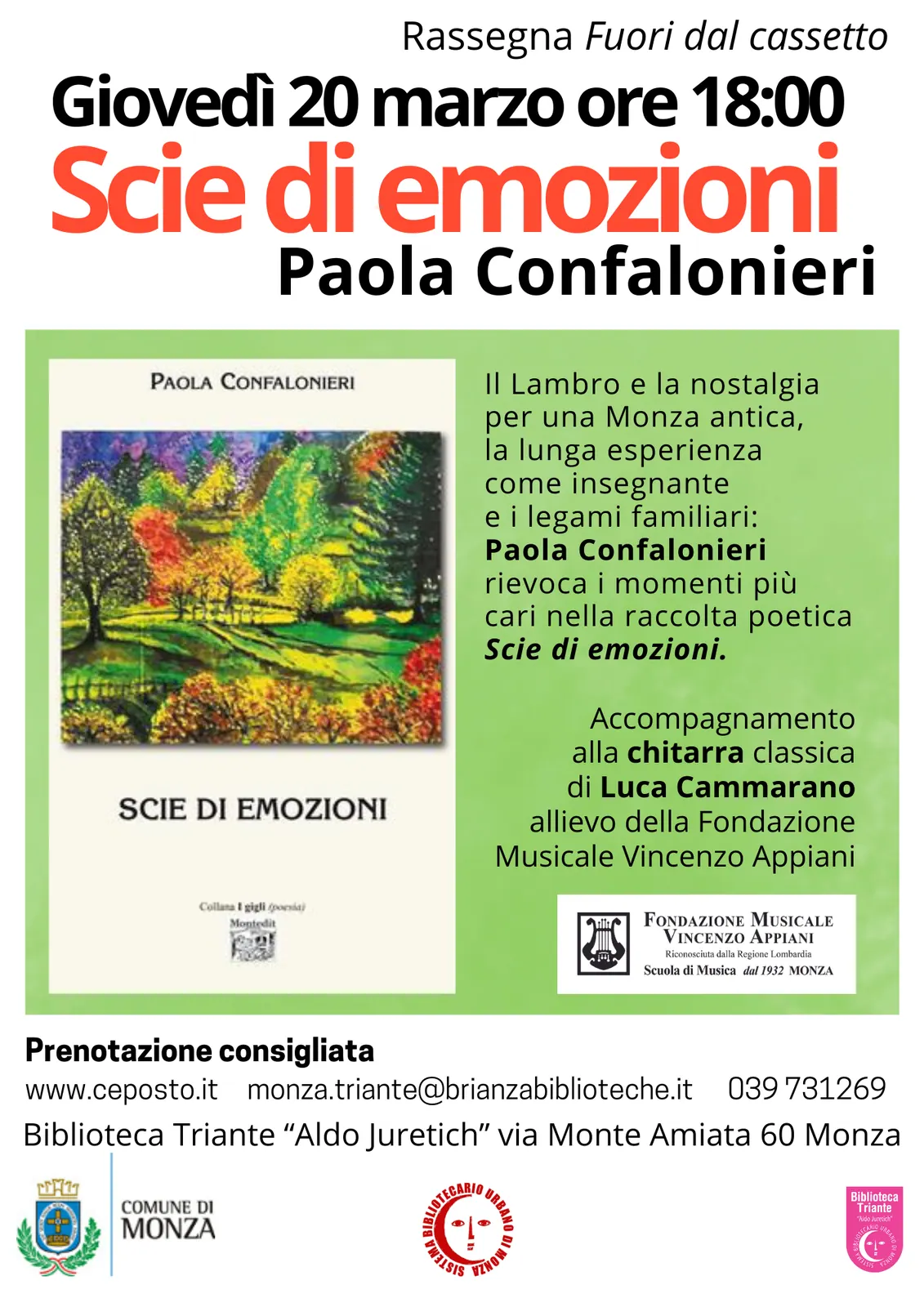 Rassegna "Fuori dal Cassetto" - "Scie di Emozioni" Musica e Poesia in Biblioteca con gli Allievi della Fondazione