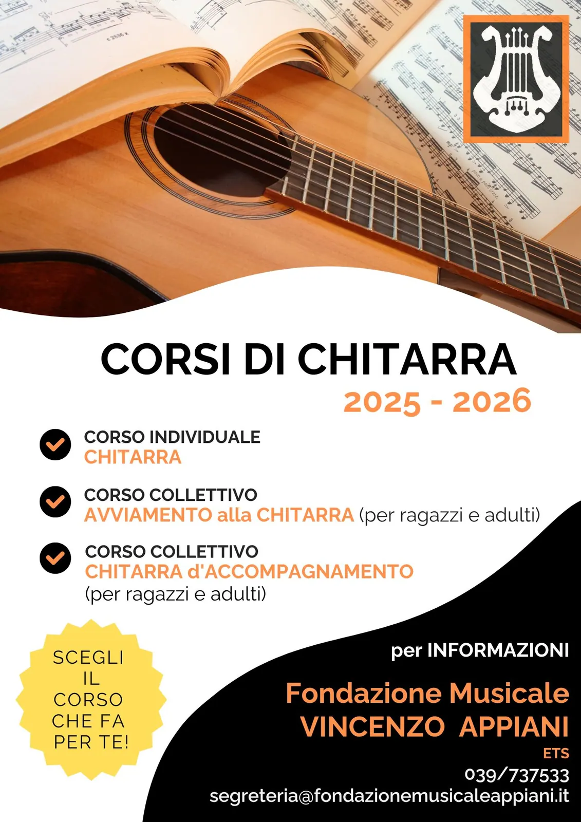 Novità - Apertura Nuovi Corsi di Chitarra – Fondazione Musicale Vincenzo Appiani