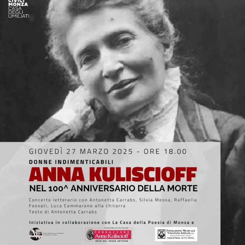 Locandina anna kuliscioff per 27 03 25 – Fondazione Musicale Vincenzo Appiani